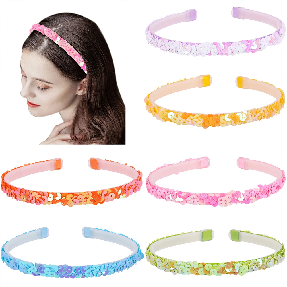 

Candygirls Fashion Glitter Hair Bands Cute Girls Solid Color Hairband Shiny Plastic Headbands For Women Gift Hair Accessories
