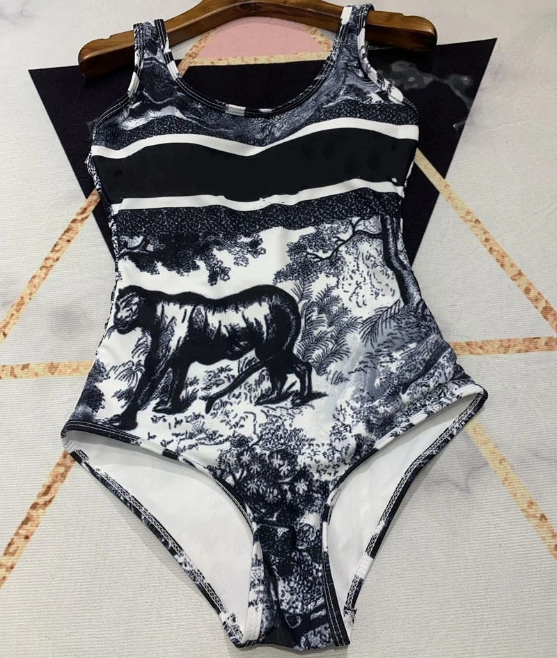 

Designer vintage animal forest pattern print Bodysuits Women swimsuit Summer Beach Holiday Sexy backless Bodysuit swimwear y524