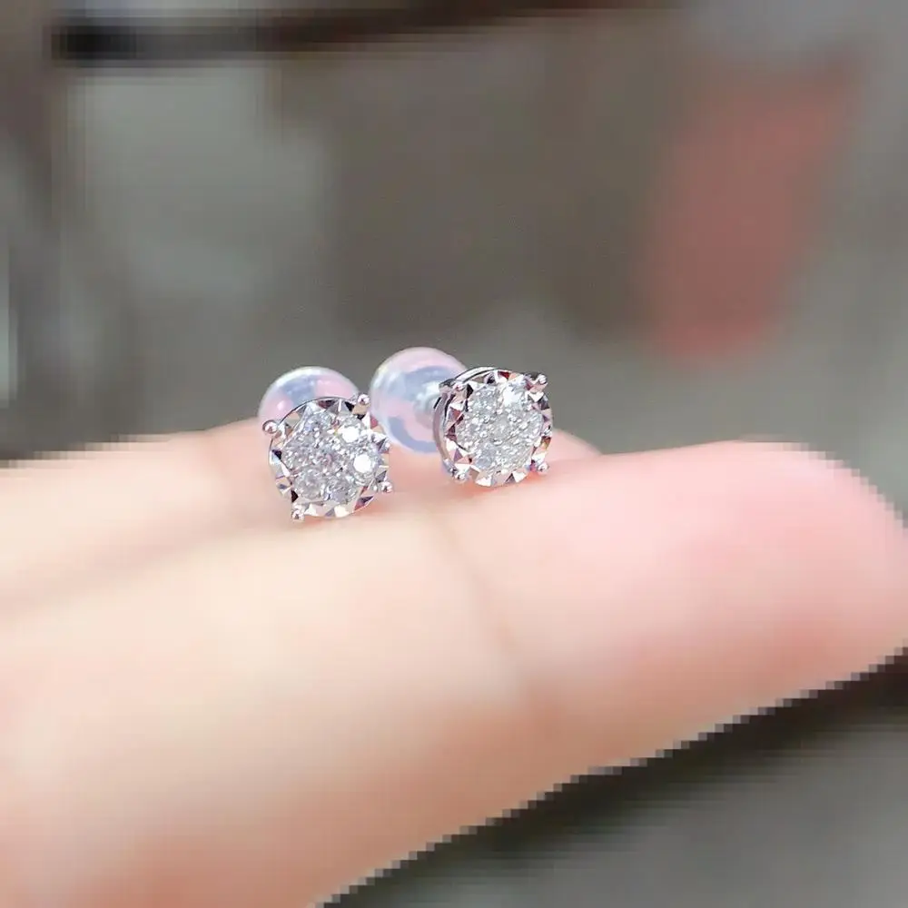 LUOWEND 18K белого золота (AU750) для женщин обручальные серьги гвоздики сертифицировано