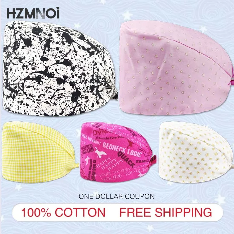 

Fashionable Solid Color High Quality Work Scrub Hat Unisex Cotton Bandage Adjustable Work Cap Beautician Breathable Scrub Hat