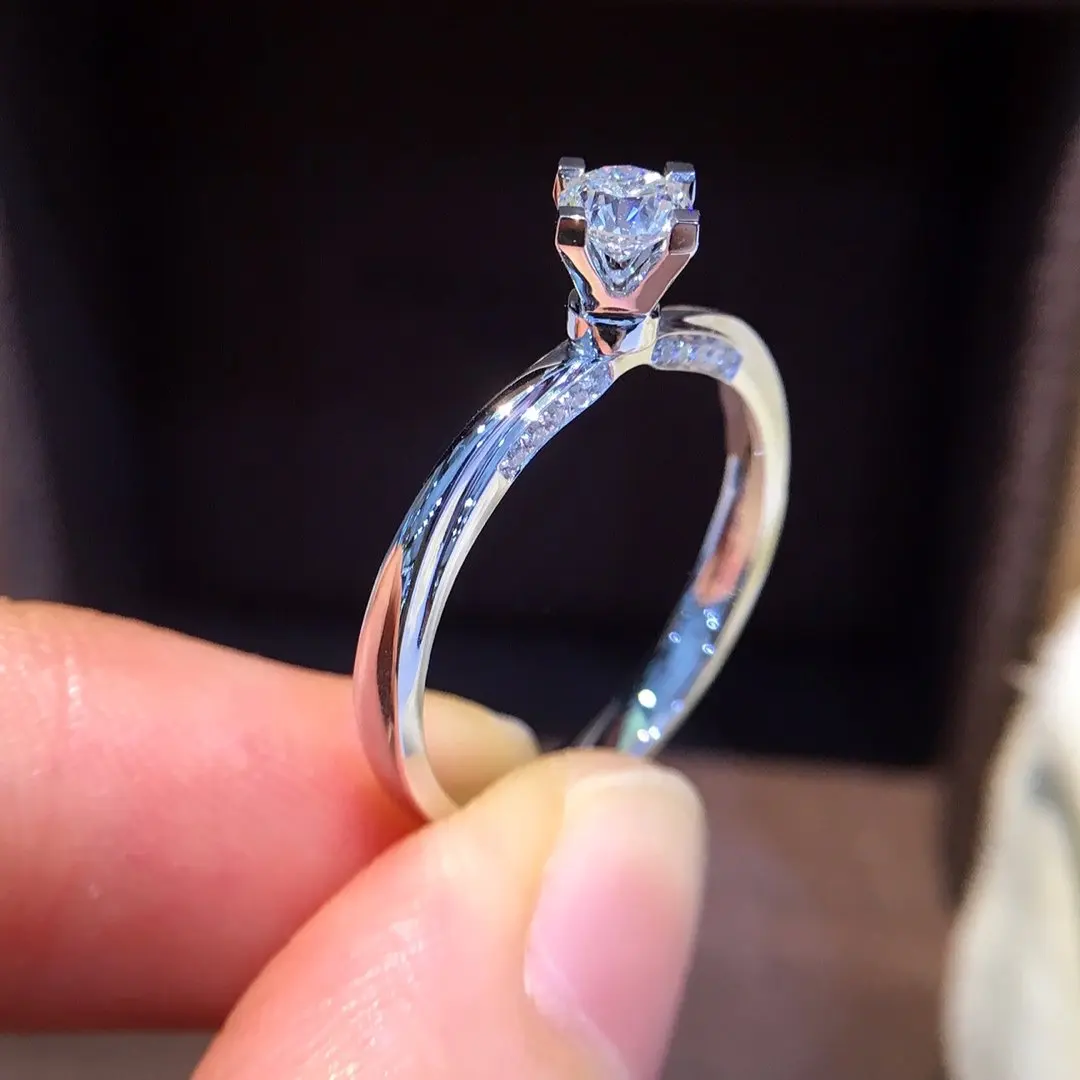 Кольцо с натуральным бриллиантом 18K золото чистое красивое кольцо драгоценными