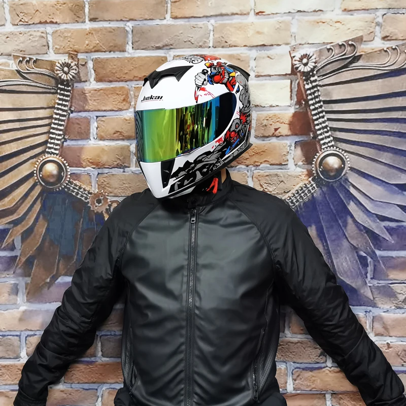 Мотоциклетный Полнолицевой шлем с двойными линзами модный быстросъемный