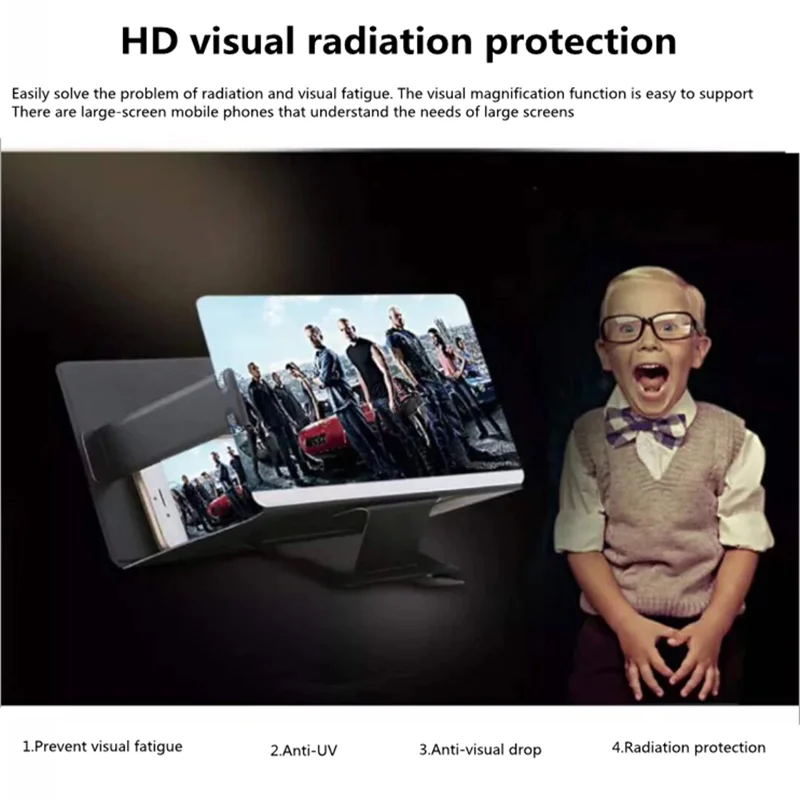

3D 8 inch universal mobile phone screen magnifying glass magnifying video projector stand desktop stand mobile phone stand