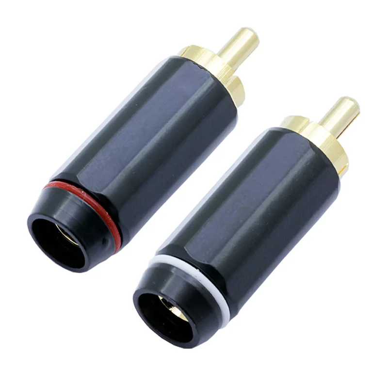 100 шт./лот, разъем RCA, позолоченный штекер RCA, высокое качество, разъем для динамика, разъем RCA, кабель, разъем для провода, 5 пар, красный+ белый