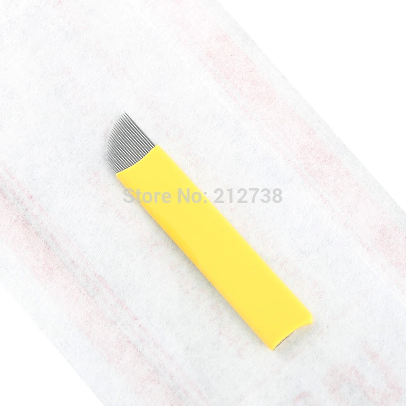 100 шт./лот татуировки иглы Лезвия желтый 21 pin для перманентного макияжа бровей