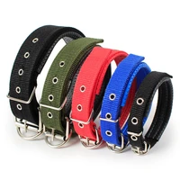pet collar simple solid color dog collar leather lining adjustable small dog collar bichon labrador medium to large dog collar