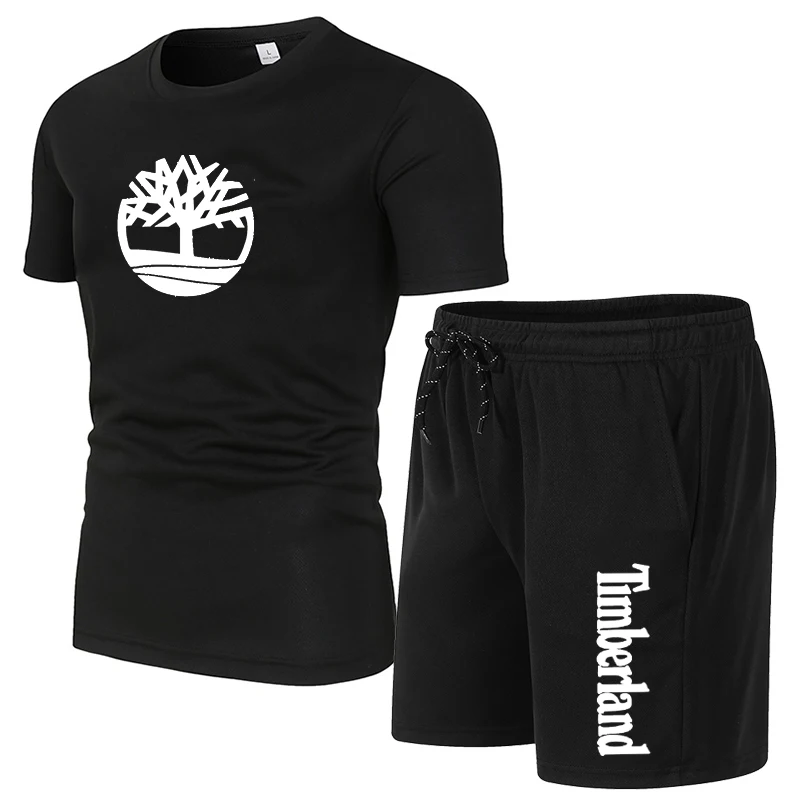 

Fashion brand men and women T-shirt shorts suit training running fitness two-piece quick-drying clothes ice silk thin summer