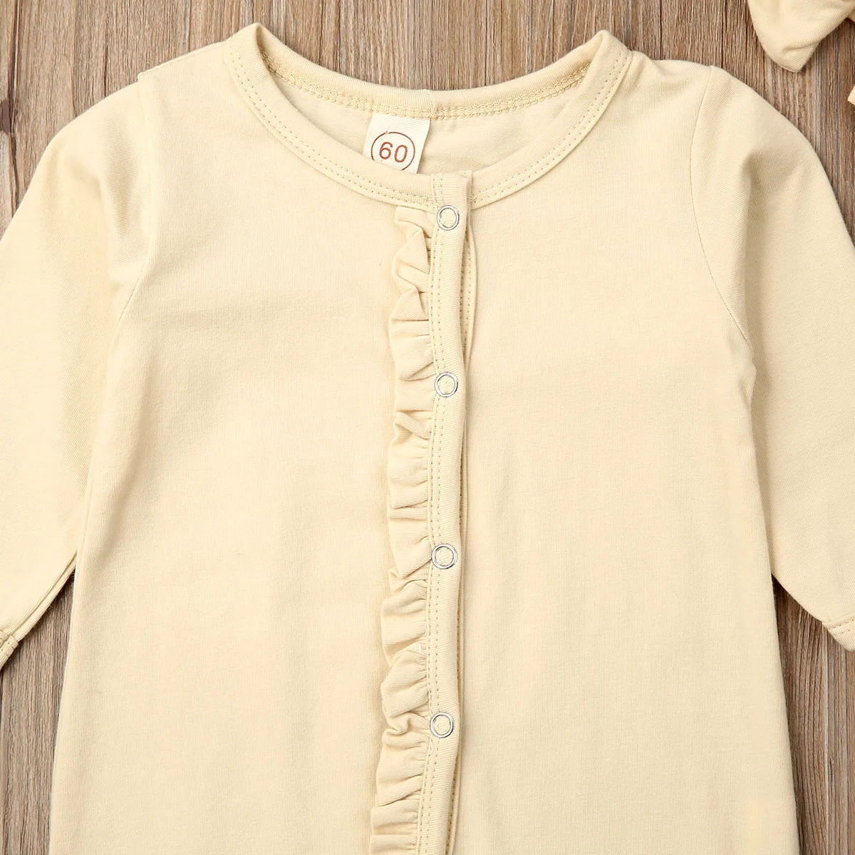 2019 Baby Spring Autumn Clothing Infant Kids Boy Girl Footies Ruffled Long Sleeve Jumpsuit Pajamas Sleepwear Ribbed Clothes | Детская