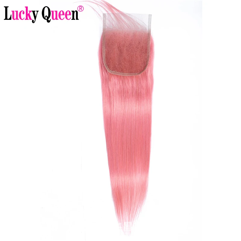 Бразильские прямые человеческие волосы розового цвета пучки с застежкой Remy 30