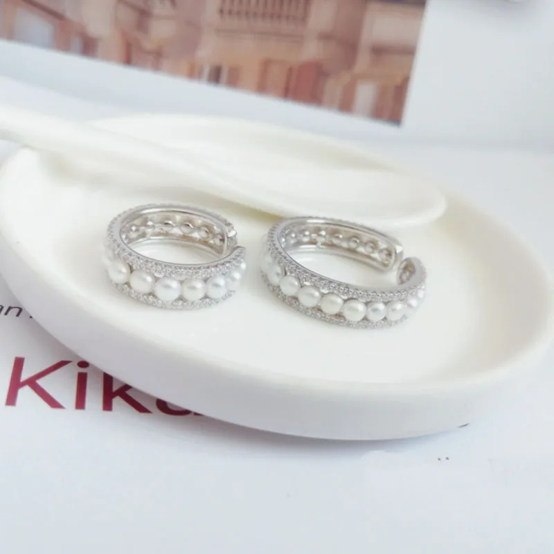 SLJELY модные серьги-Клипсы из стерлингового серебра 925 пробы с одним белым жемчугом