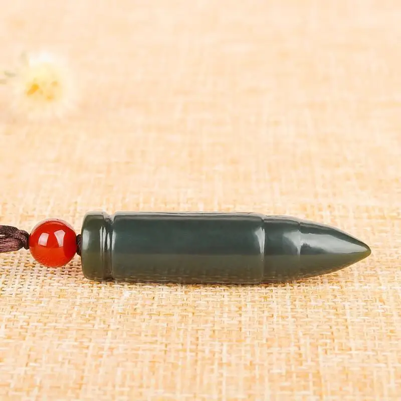 Ожерелье с подвеской в виде пули из натурального нефрита|Подвески| |