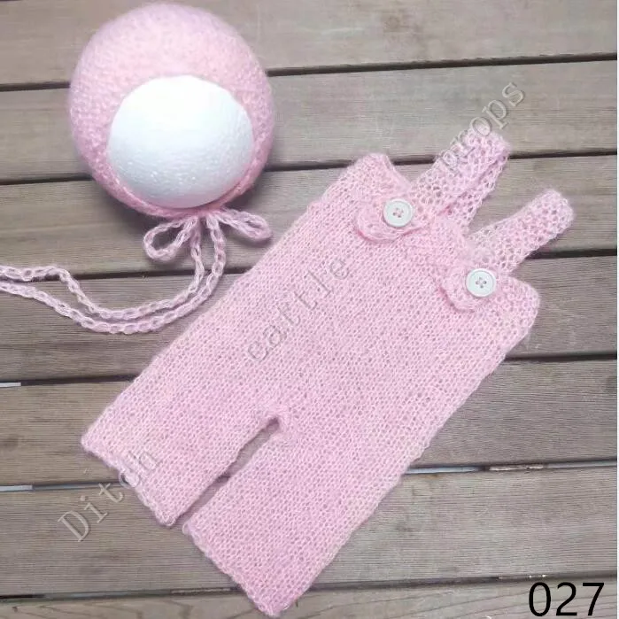 Для новорожденных комплект из мохер вязаный детский капот и штаны реквизит для