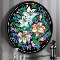 azqsd diamond painting flower special shaped diy diamond embroidery mosaic lily with round frame art kits home decorations