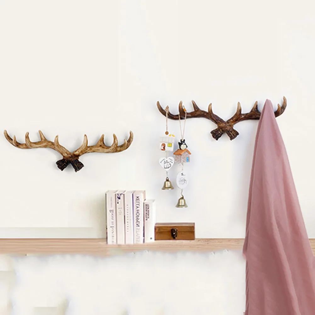 Новые Настенные Крючки винтажные оленьи рога крючки античная отделка полимерная
