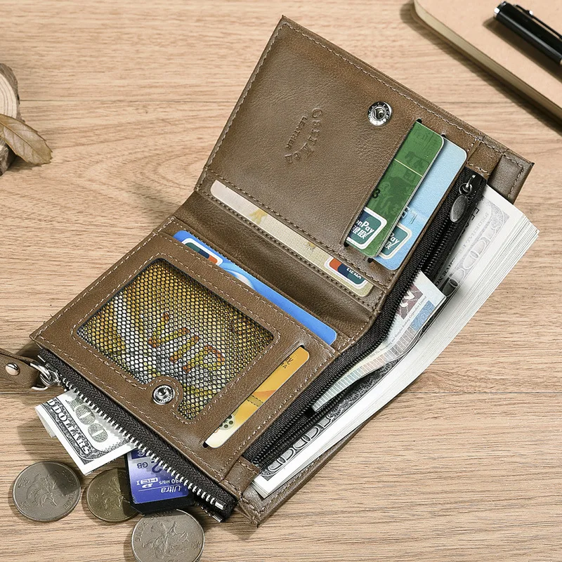 Винтажный Мужской кожаный кошелек ID держатель для кредитных карт Портмоне