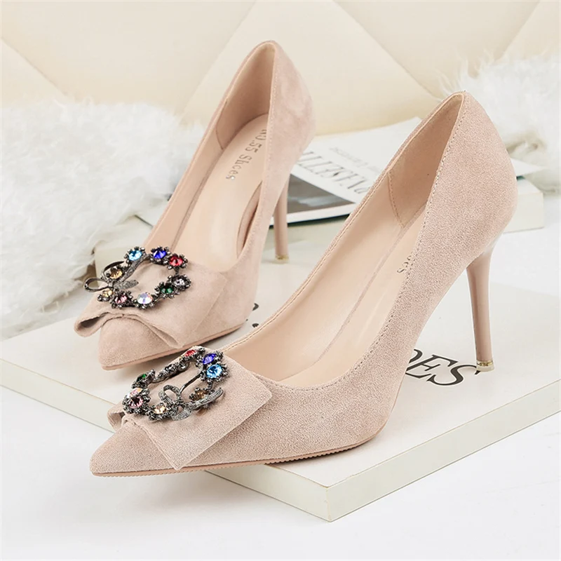 2019 г. элегантные модные женские туфли на высоком каблуке 8 5 см со стразами