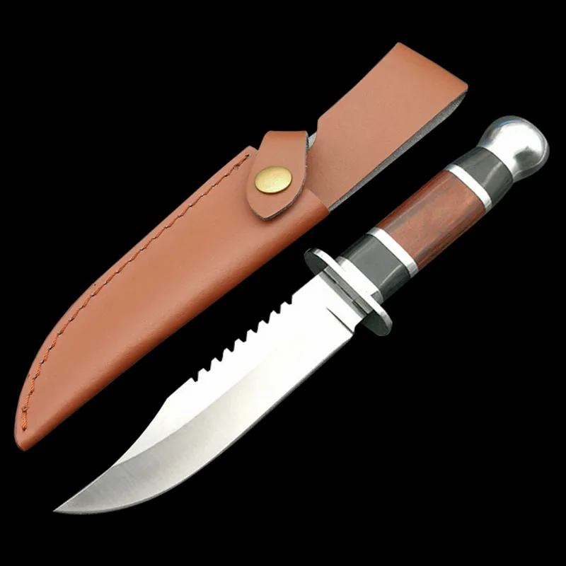 D (Leather Sheath) Mengoing открытый охотничий выживания деревянная ручка ножа тактические армейские ножи с фиксированным лезвием кожа/нейлоновая оболочка - Цвет: D (Leather Sheath)