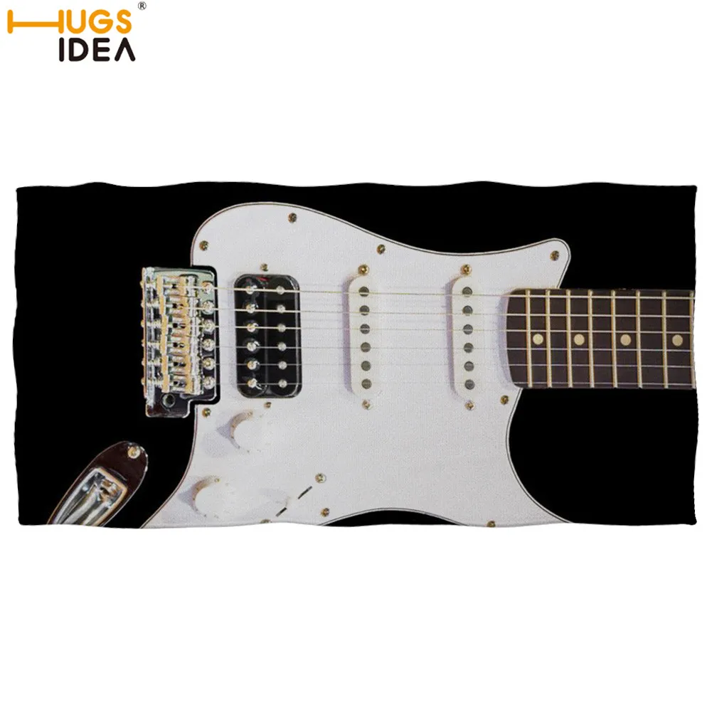 Модное пляжное полотенце с 3D принтом гитары большое сухое для любителей музыки