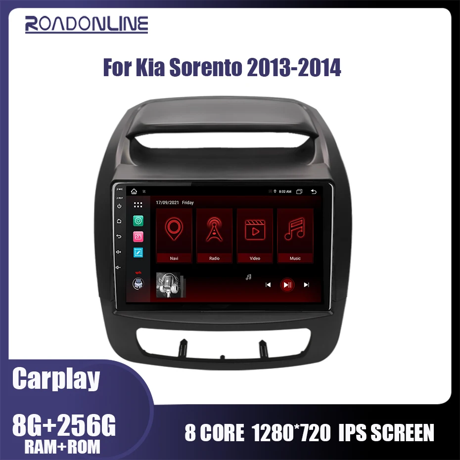 Roadonline 8 + 256 ГБ Android 10 радио для Kia Sorento автомобильный DVD мультимедийный плеер Авто GPS