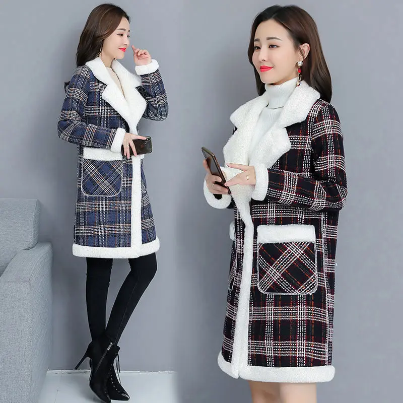 

Autumn and winter 2020 cashmere thickened medium length cotton coat women's imitation cashmere