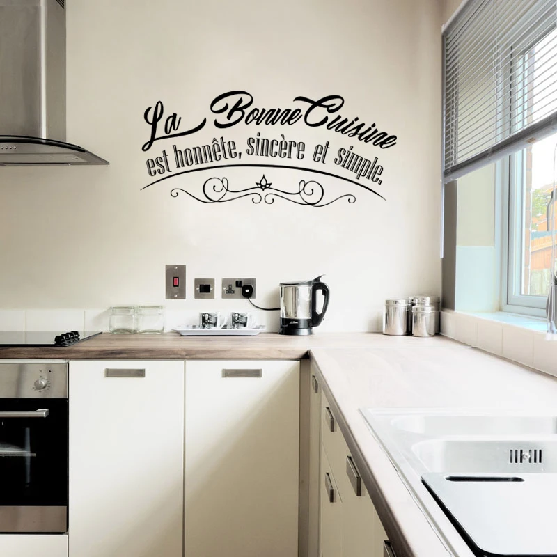 

Kitchen Decor DIY Wall Stickers French Stickers Muraux Cuisine Citation Chef Cafe Love Vinyl Wall Removable Drop Ship