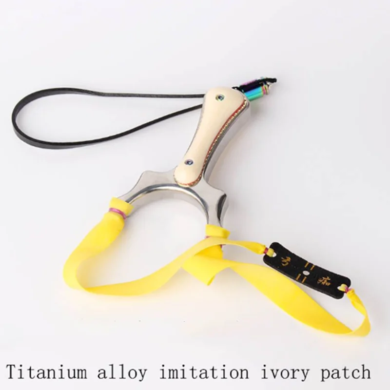 

2020 new slingshot titanium alloy material bionic ivory patch and flat rubber band new outdoor hunting shooting slingshot