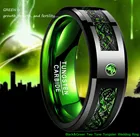 8 мм Вольфрам обручальные кольца для Для мужчин Для женщин Для мужчин кельтский дракон зеленый углеродного волокна обещание Обручение Для мужчин t полос с кубический инкрустация цирконием