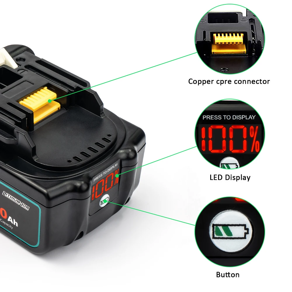 Waitley 18 V 5.0 6.0Ah akumulator bateria do narzędzi Makita elektronarzędzia z LED wymiana litowo-jonowa LXT BL1860 1850 18 v 9 A 6000mAh 3 Waitley 18 V 5.0 6.0Ah akumulator bateria do narzędzi Makita elektronarzędzia z LED wymiana litowo-jonowa LXT BL1860 1850 18 v 9 A 6000mAh 3