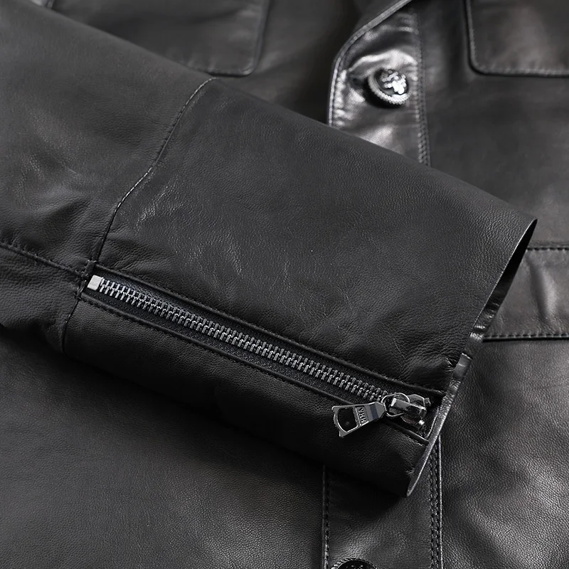 

Autumn Jacket Genuine Winter Real Goatskin Coat for Men Motorcycle Men's Leather Jackets 221 KJ4028