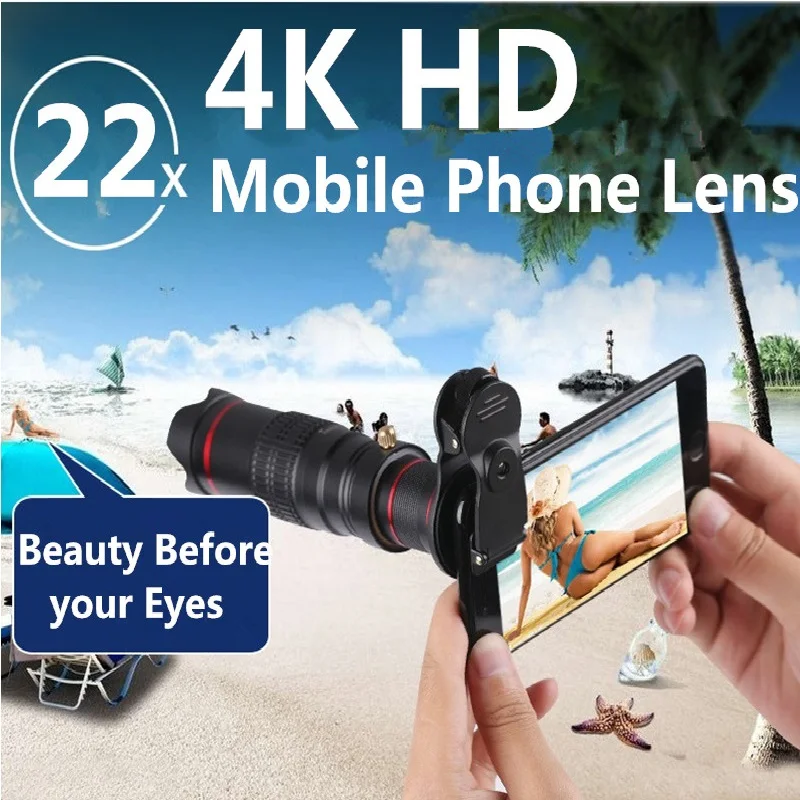 

Мобильный телефон телеобъектив HD 4K 22X зум-объектив для смартфонов телескоп зум-объективы для iPhone, Samsung, Huawei, оптический объектив