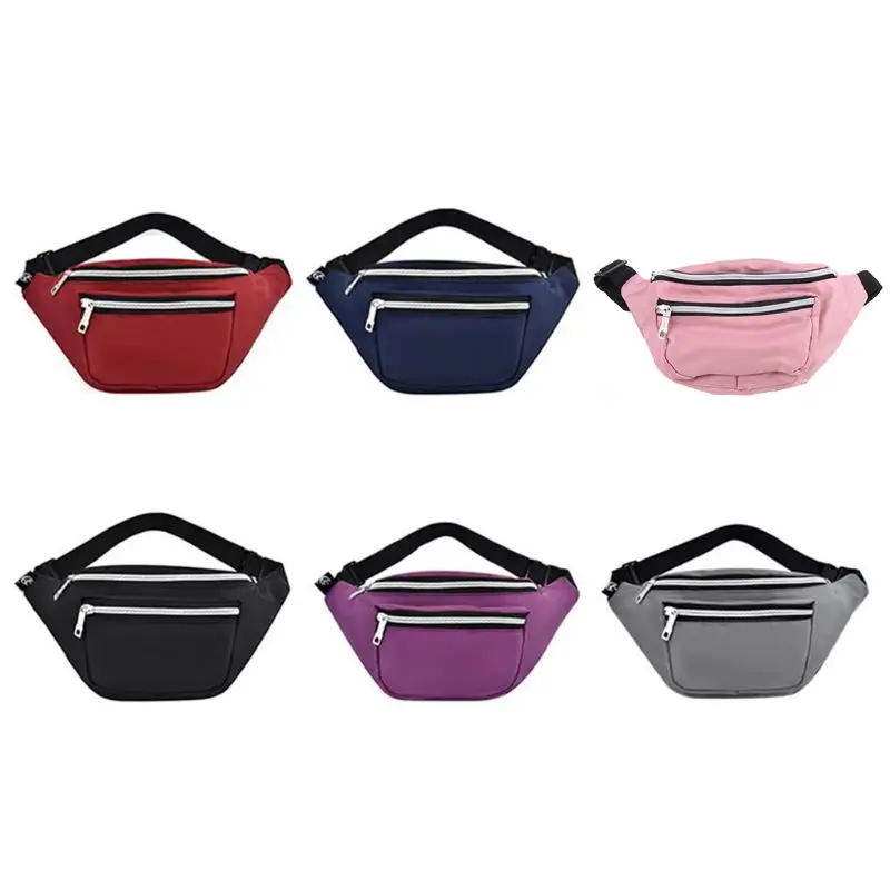 

50LD Unisex Nylon Waist Bag Mobile Phone Holder Purse Double Zipper Chest Handbag