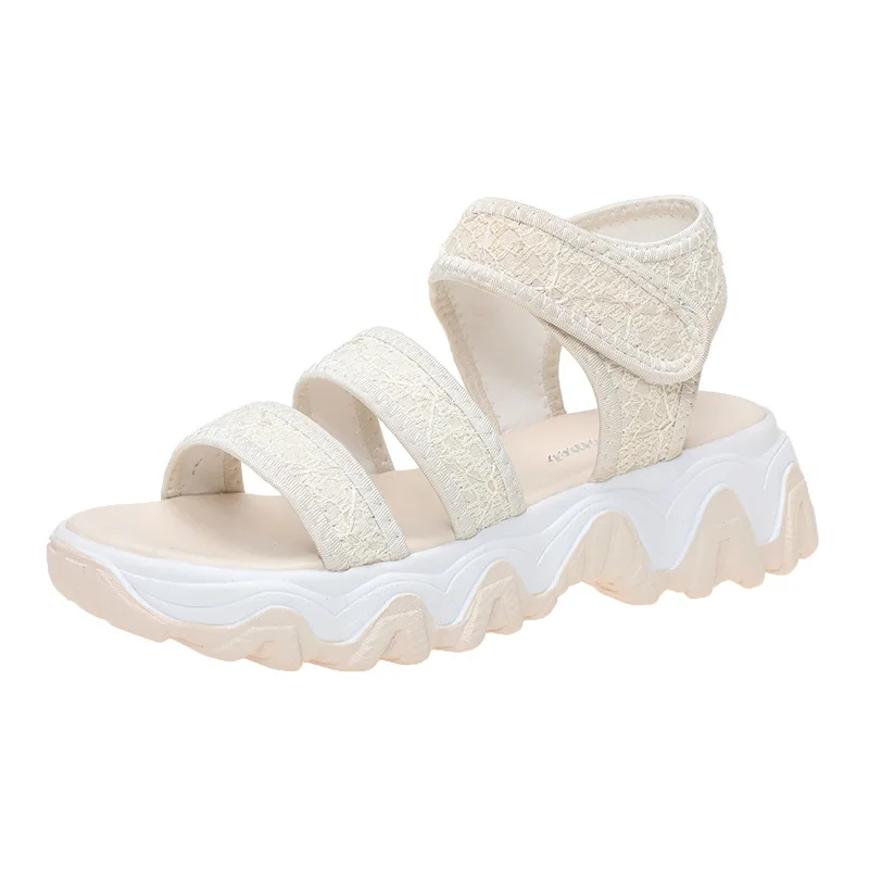 

Beige Heeled Sandals Female Shoe 2021 Summer Open Toe Muffins shoe Black Girls Low Peep Fashion Comfort Flat New Clogs Without C