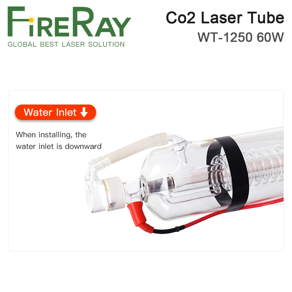 Лазерная трубка FireRay Co2 WT1250 60 Вт длина 1250 мм диаметр для лазерная резка
