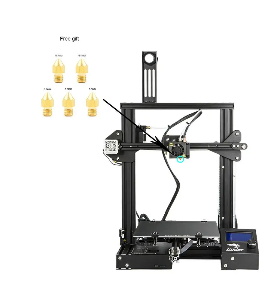Ender-3 3D Pinter DIY KIT стекло/Съемная кровать большой выбор размер печати Ender 3 сохранение мощности v-слот Prusa i3 Creality 3D - Цвет: Ender-3 n Nozzle