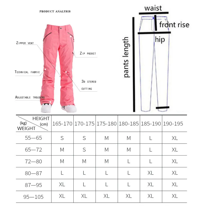 SMN сноуборд брюки для взрослых мужчин сплошной цвет ветрозащитный