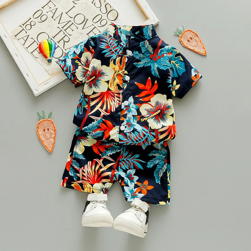 Summer Baby Boy Clothes Outfit Set Infant Boys Clothing Suits Print Shirt + Shorts 2Pcs Outfits Kids Beach Costume |