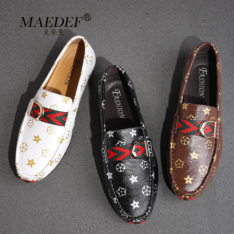 

MAEDEF Fashion Soft Sole Low Top Classics Leather Shoes for Men Casual Men's Shoes Flat Bottomed Comfortable Driving Shoes