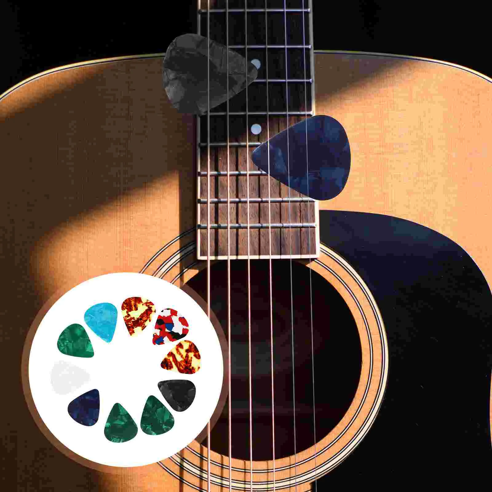 

Electric Acoustic Guitars Picks Holder with 10 Guitar Picks Guitar Supplies