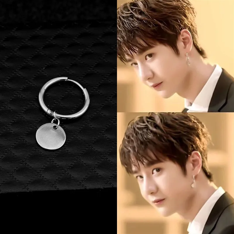 Корейский Kpop пара из нержавеющей стали с блестками круглые серьги-гвоздики диски