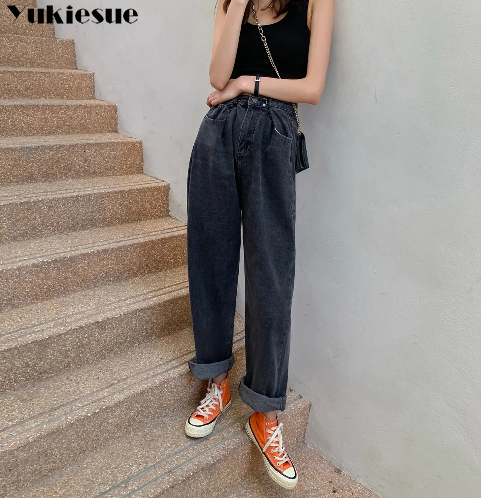 streetwear high waist women's fashion jeans woman girls women wide leg pants trousers female jean femme denim bagge mom | Женская