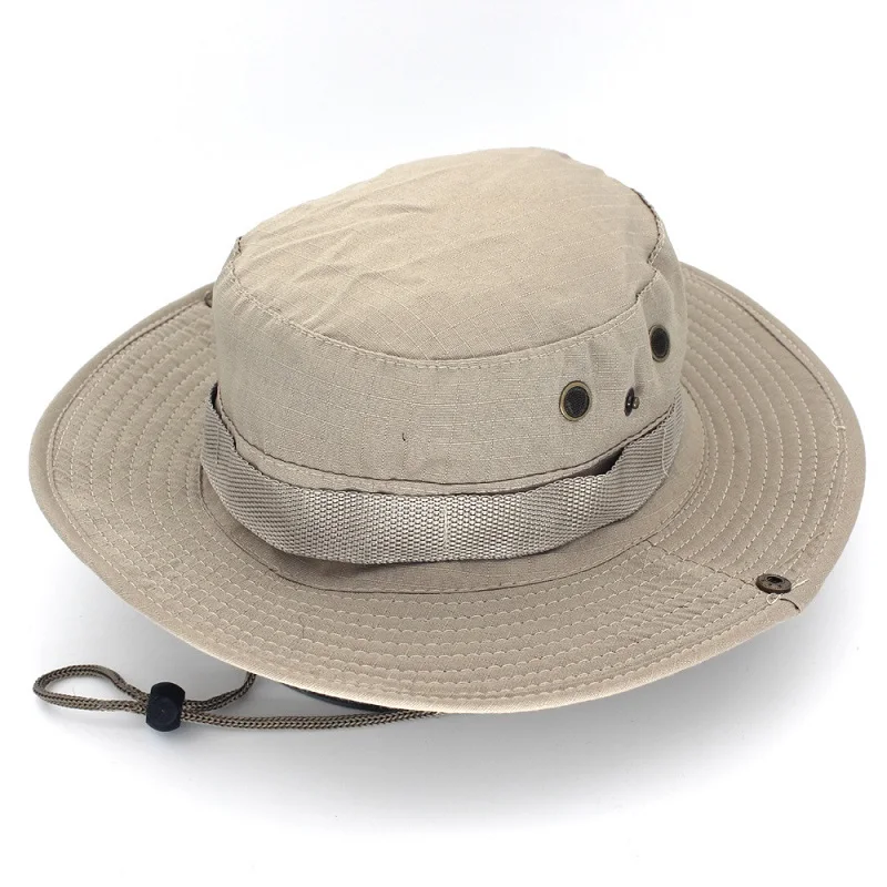 Light Khaki Шляпа Bonnie Bob Jungle, Панама, сафари, животное, для мужчин и женщин, уличная Военная камуфляжная Панама, шляпа для рыбалки, кемпинга, солнца, рыбалки - Цвет: Light Khaki