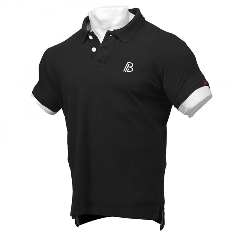 

Gyms T Shirt turn-down collar Short Sleeve T Shirt Fitness Bodybuilding Shirts men Running Fashion Male Clothing Brand Tees Tops