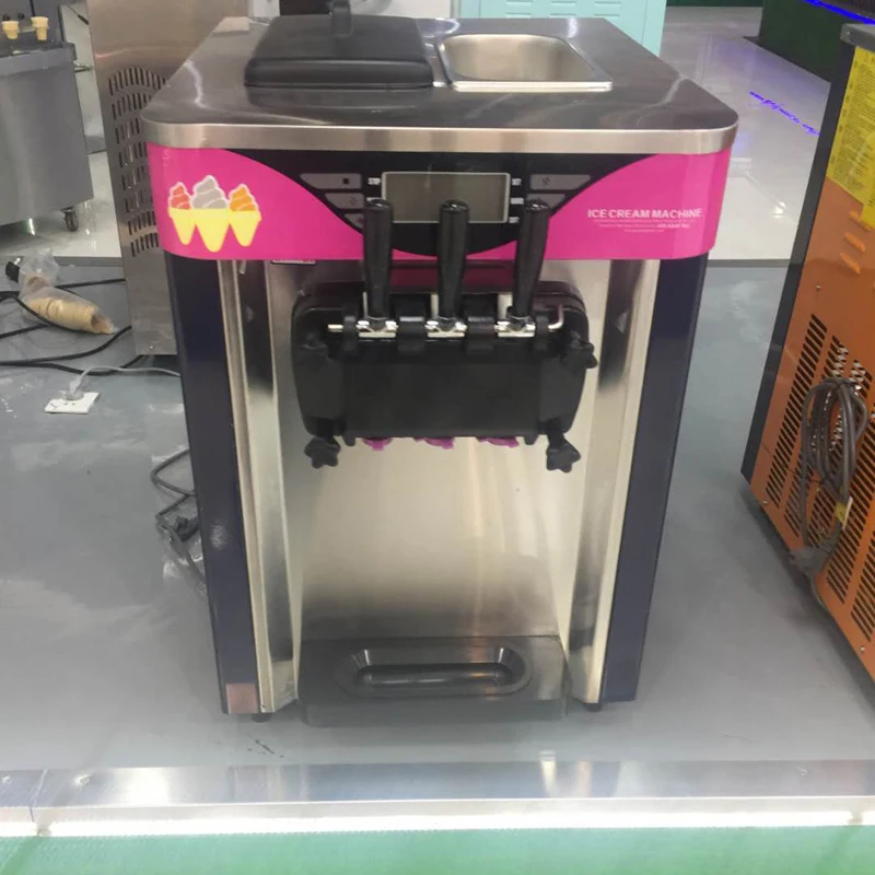 

Commercial Electric Desktop Stainless Steel Ice Cream Machine Automatic 3 Flavor Sweet Soft Ice Cream Maker with High Capacity