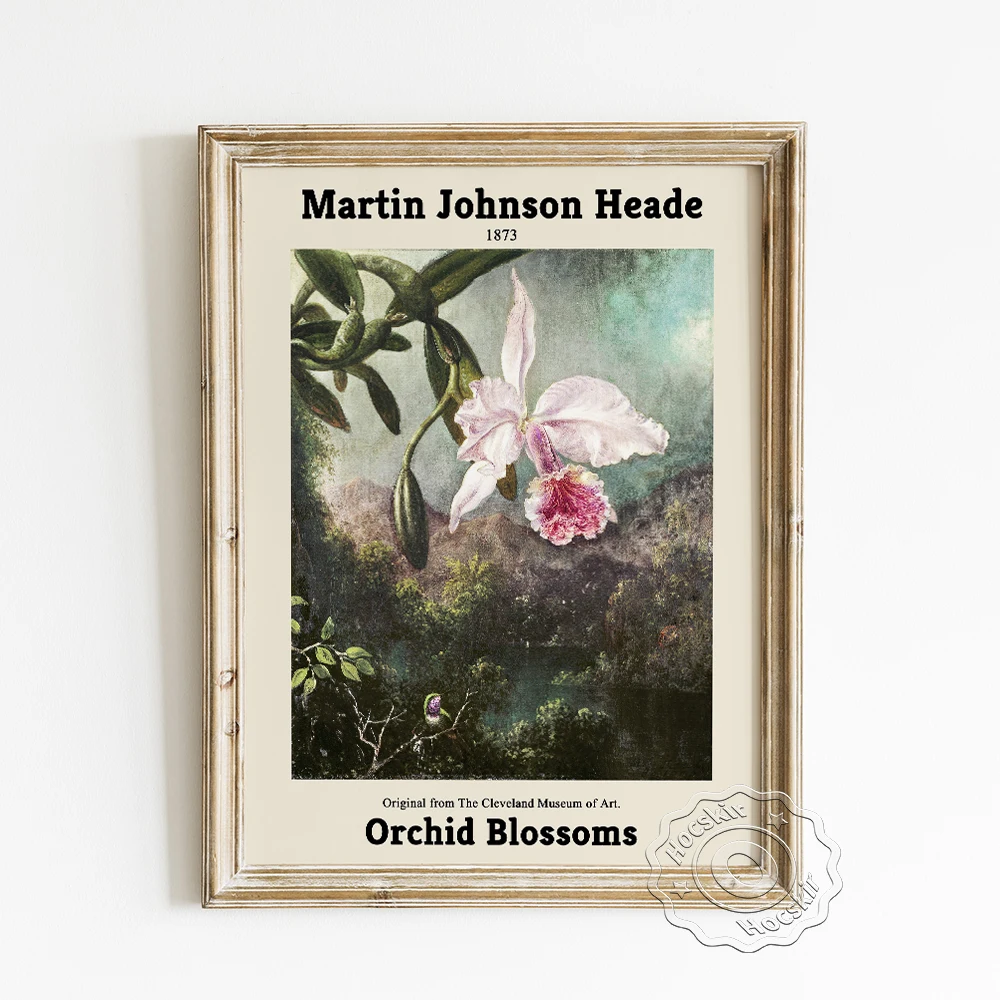 

Martin Johnson Heade Exhibition Museum Poster, Orchid Blossoms Art Prints Wall Stickers, Cattleya Wall Art Prints Home Decor