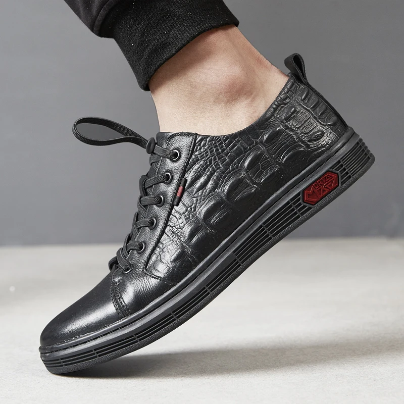 Кроссовки мужские из натуральной кожи на шнуровке Повседневная Удобная Уличная