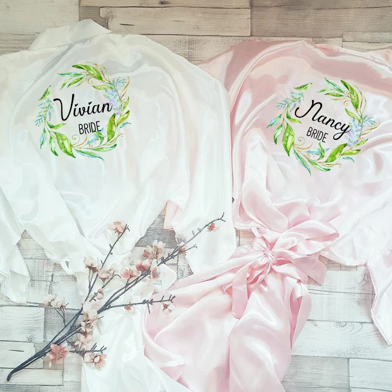 Атласное кимоно свадебные халаты платье для невесты ночная рубашка вечерняя