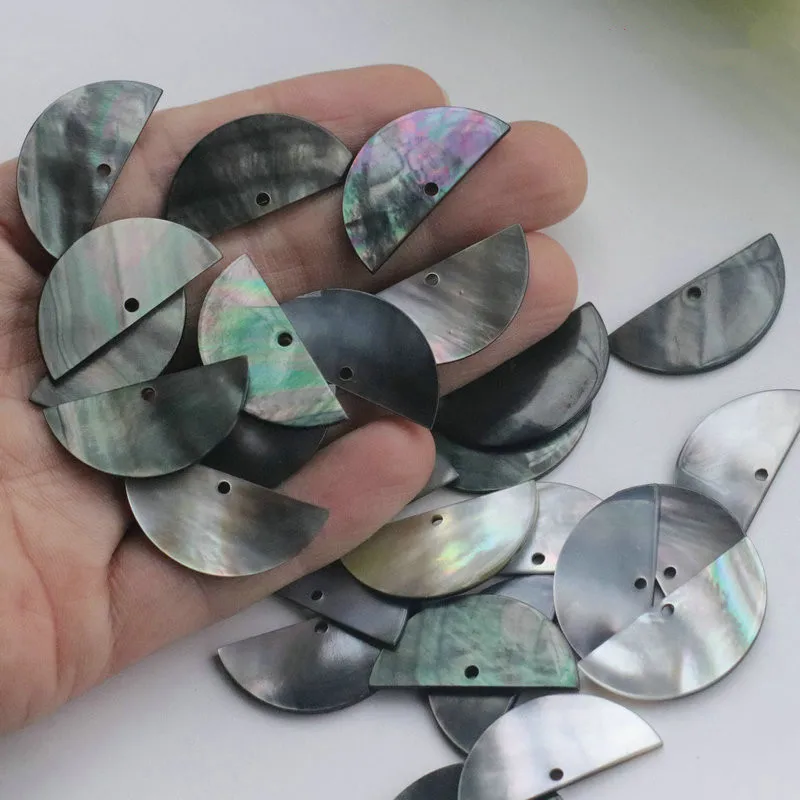 

100pcs/lot 14x30mm Natural Black Half Circle Mother of Pearl shell for DIY Earring Jewelry Half Moon Mother Pearl For Button