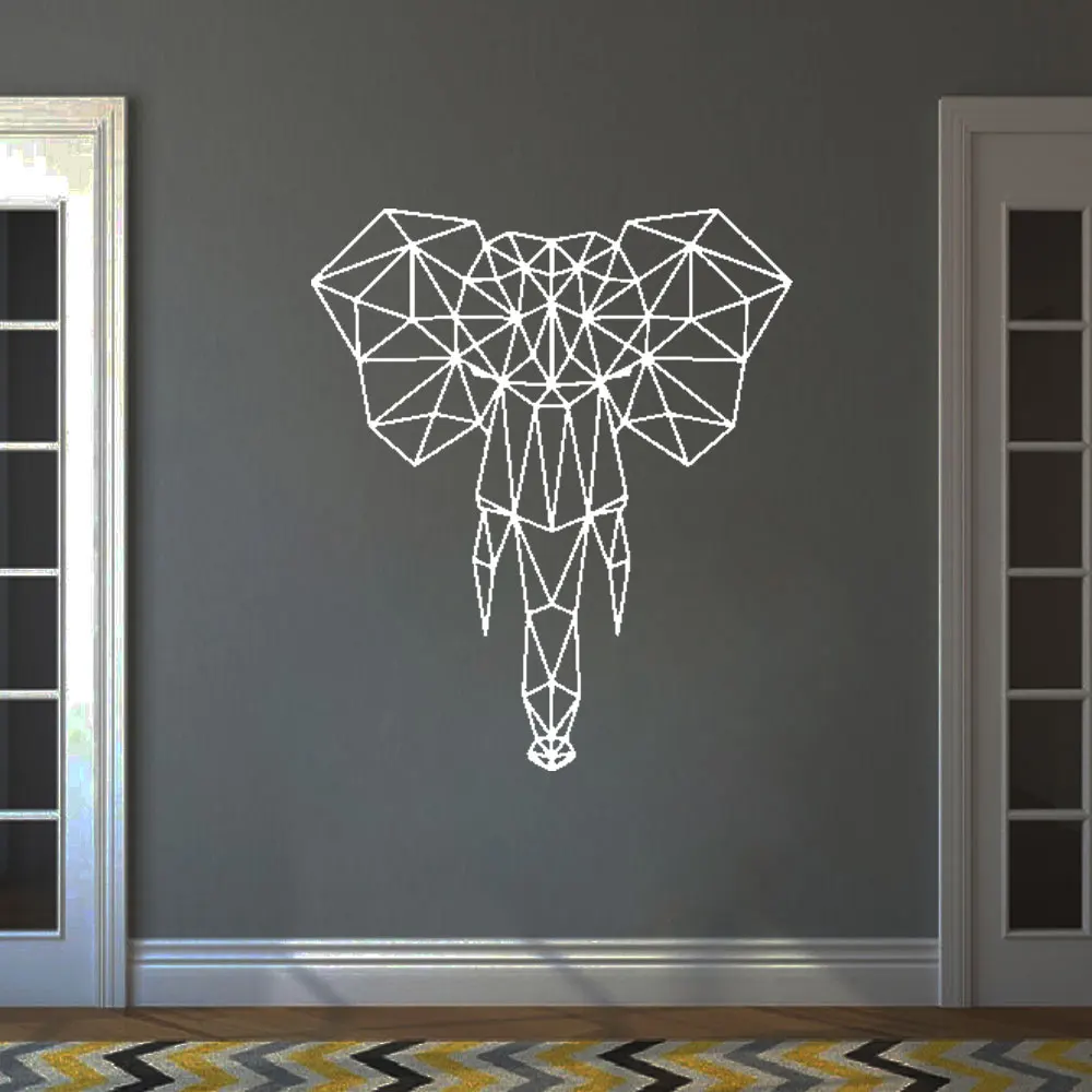 

Geometric Elephant Wall Stickers Wildlife Animal Mural Home Living Room Wall Decor Geometric Shape Elephant Wall Decals DW20922