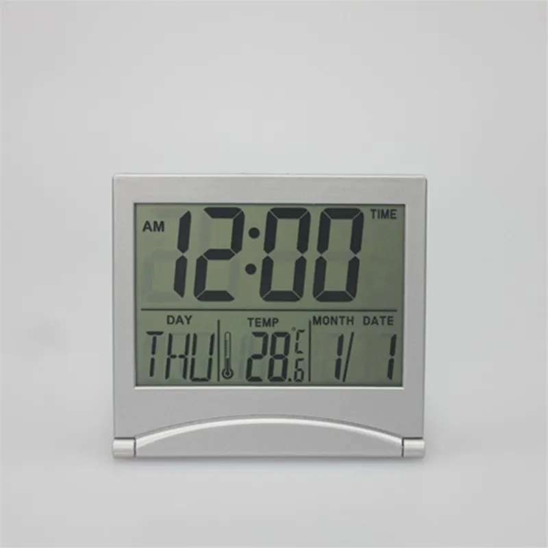 

Folding LCD Digital Alarm Clock Desk Table Weather Station Desk Temperature Travel Ectronic Mini Clock