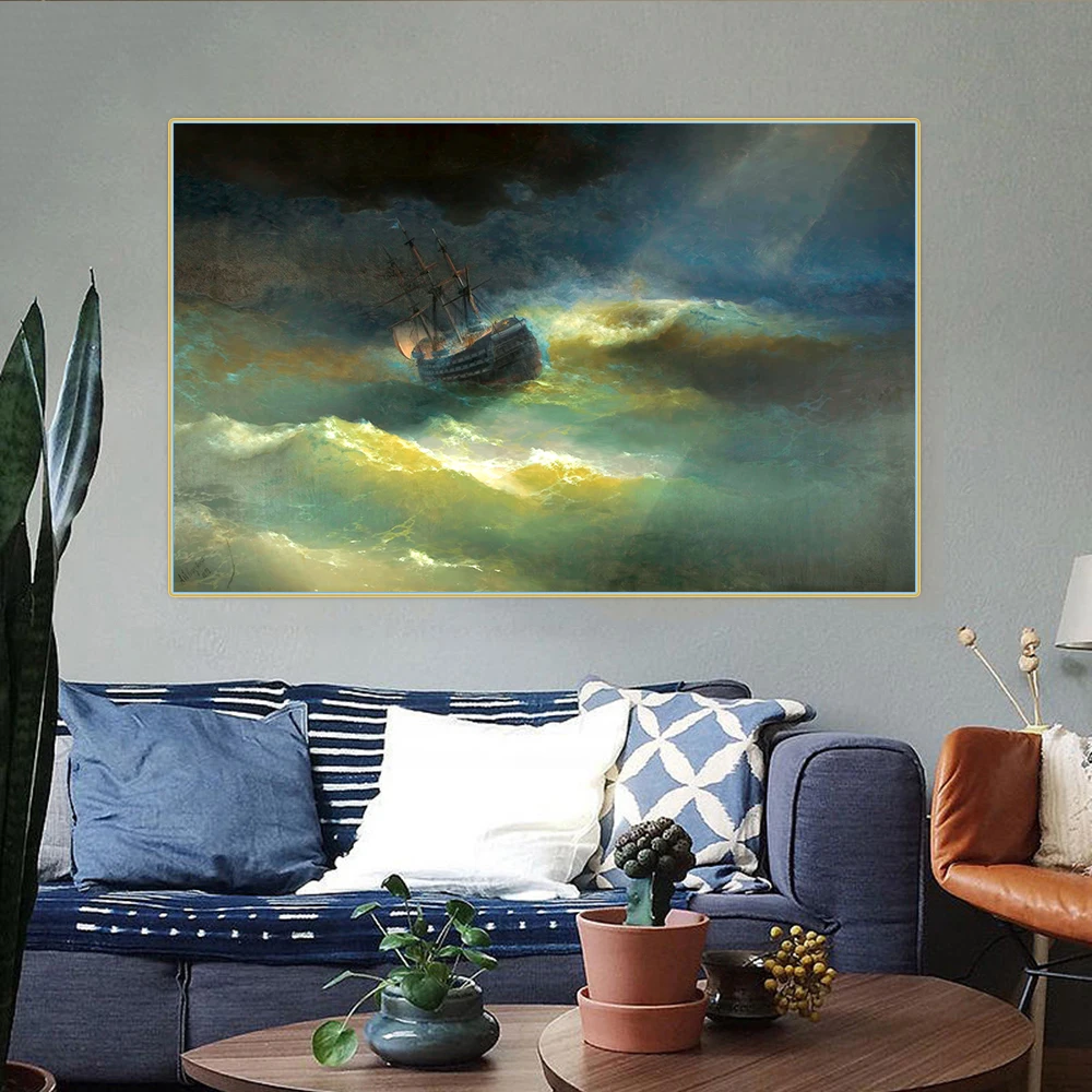 Головер Иван Айвазовский корабль Мария в шторме картина маслом на холсте